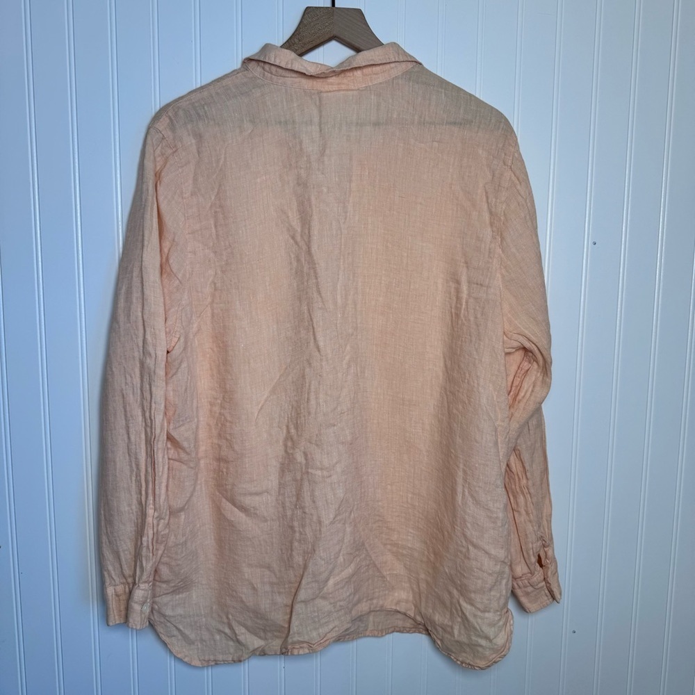 J. Jill 100% Linen Button-Down Long Sleeve Shirt Orange Women’s Size XL - Picture 5 of 12